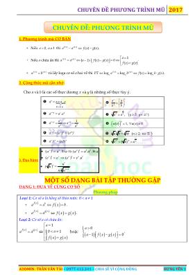 Chuyên đề Phương trình mũ - Trần Văn Tài